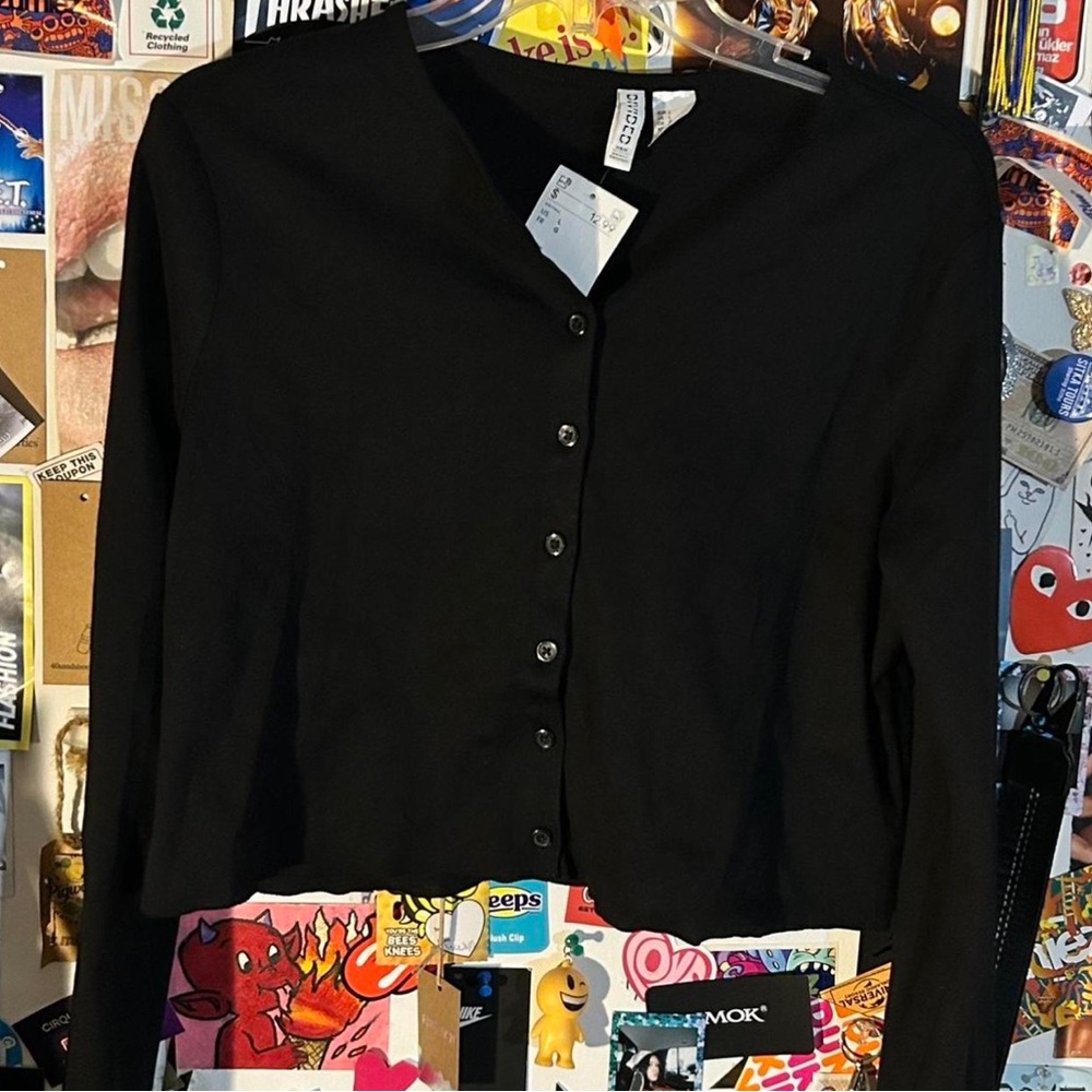 Black H&M Button Up Long Sleeve Top